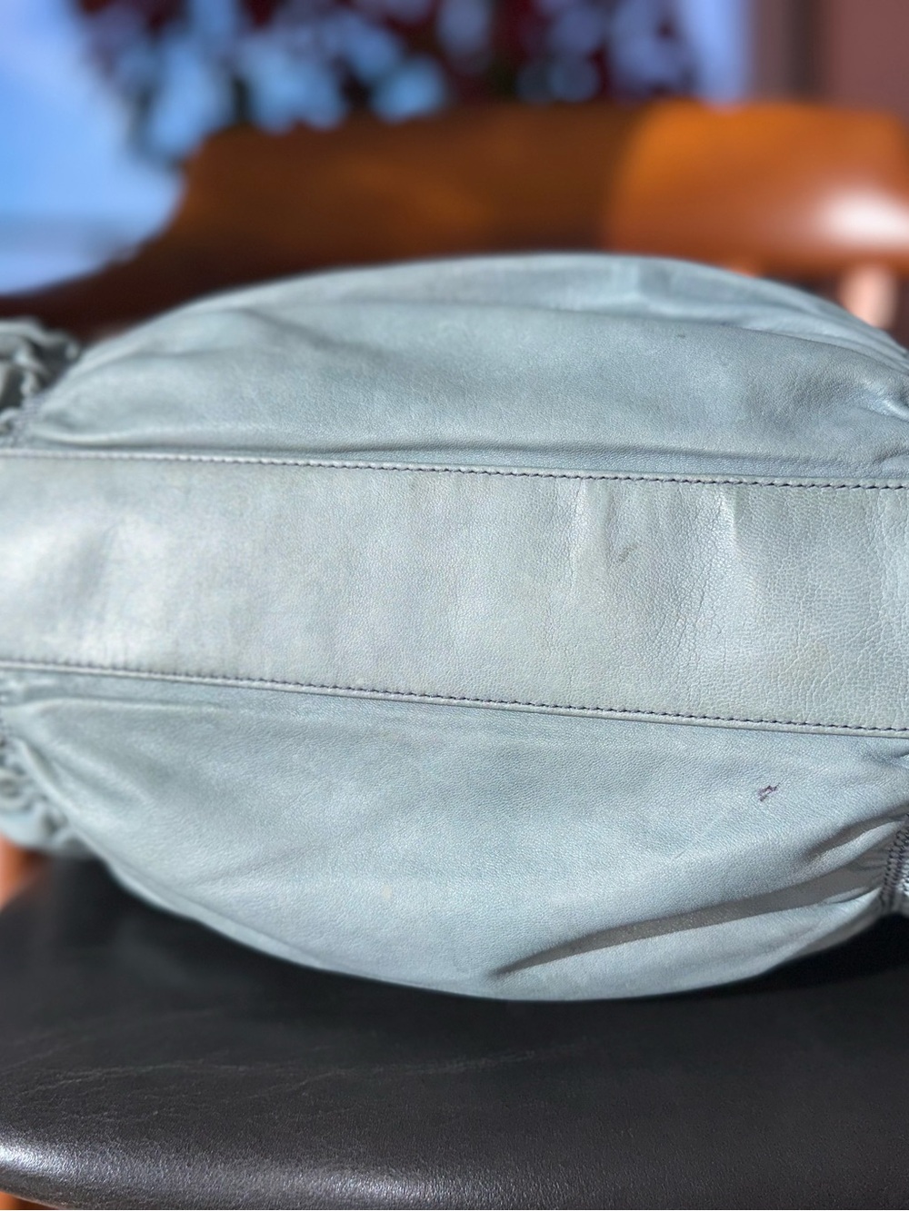 Vintage Bally Lambskin Nappa Leather Hobo | Slate Blue | Gold Hardware | Italy - Picture 4 of 16